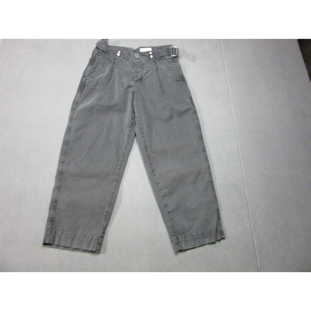 Anthropologie Pants Womens 27 Gray Twill Chino Belted Straight Leg Cropped Fit
